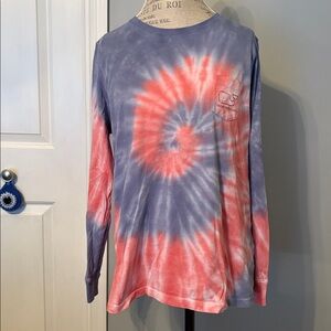 Vineyard Vines Pink and Blue Tie-Dye Shirt